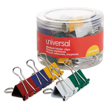 Universal® Binder Clips In Dispenser Tub, Medium, Assorted Colors, 24-pack freeshipping - TVN Wholesale